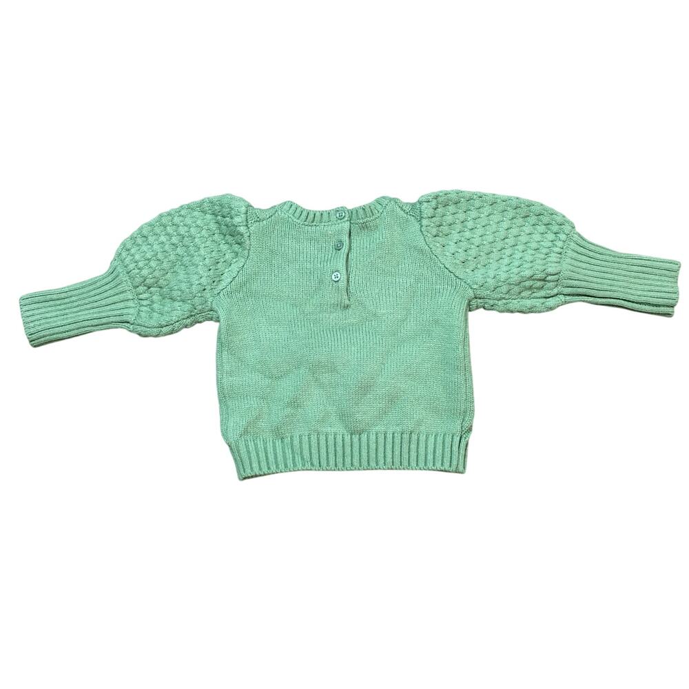 Janie and Jack Green Knitted Cable baby sweater 12-18 months